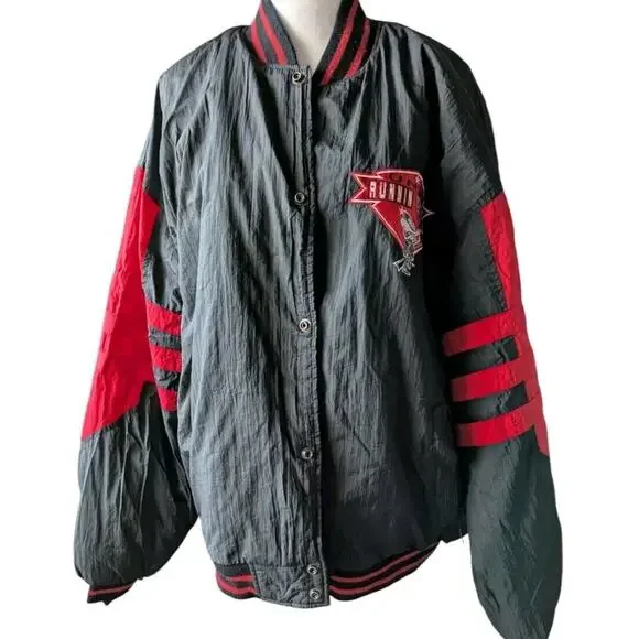 Vtg UNLV Runnin Rebels Jacket Logo 8 Men XL 90s Red Black Nylon Sideline Coat